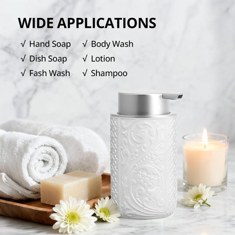 QQ Studio 12OZ/350ML Ceramic Foaming Soap Dispenser Empty Hand Soap Dispenser Refillable Lotion Containers with Pump - Image 4